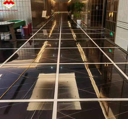 Stolik hotelowy nowoczesny duży płytka czarno-złota żyła marmurowa podłoga z egzotycznej Lauren 18mm