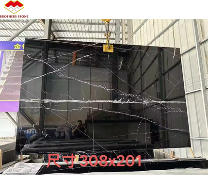 Nowoczesny Nero Marquina Czarno-biały Marmur polerowany naturalne duże płyty dla hotelowej willi wnętrza