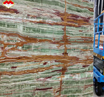 Polerowane wykończenie powierzchni Pakistan Bamboo Onyx Marmurowe płyty do stołu Styl nowoczesnego designu