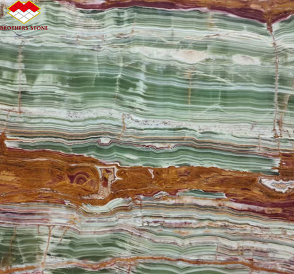 Polerowane wykończenie powierzchni Pakistan Bamboo Onyx Marmurowe płyty do stołu Styl nowoczesnego designu