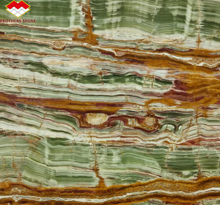 Polerowane wykończenie powierzchni Pakistan Bamboo Onyx Marmurowe płyty do stołu Styl nowoczesnego designu