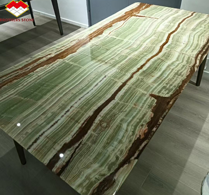 Polerowane wykończenie powierzchni Pakistan Bamboo Onyx Marmurowe płyty do stołu Styl nowoczesnego designu