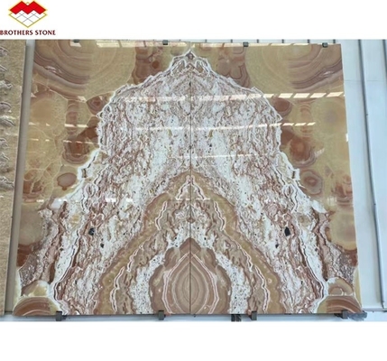 Nowoczesny design Polerowany Marmurowy Bookmatch Tile Custom Backlit Red Dragon Jade Onyx Wall