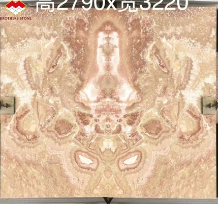 Nowoczesny design Polerowany Marmurowy Bookmatch Tile Custom Backlit Red Dragon Jade Onyx Wall