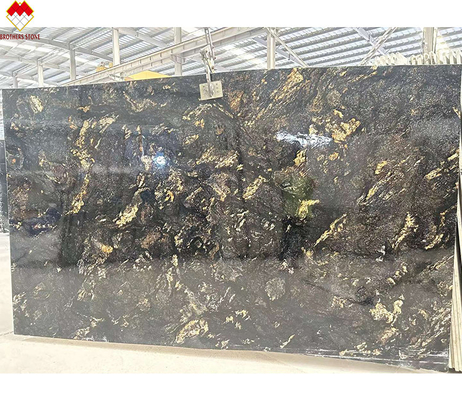 Luksusowy Nowoczesny Polerowany Czarny Złoty Żyły Kwarcytowy Kamień Brazylia Naturalny Kosmiczny Czarny Granit Vanity Top Kuchnia Łazienka Wille