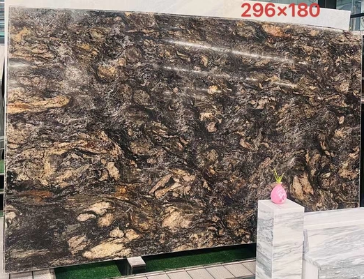 Luksusowy Nowoczesny Polerowany Czarny Złoty Żyły Kwarcytowy Kamień Brazylia Naturalny Kosmiczny Czarny Granit Vanity Top Kuchnia Łazienka Wille