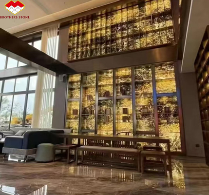 Ultracienkie, podświetlone płyty kamienne do dekoracji wnętrz w stylu nowoczesnym w willi i hotelach