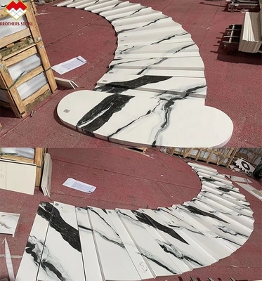 Stosowane klasy Waszyngton Wnętrze Schody Design Panda Biały Marmur Wygląd Płytki porcelanowe