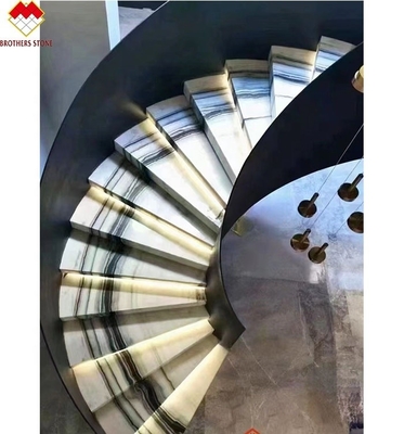 18 mm grubości Duża płytka nowoczesna naturalna panda biały marmur spiralna schody schody