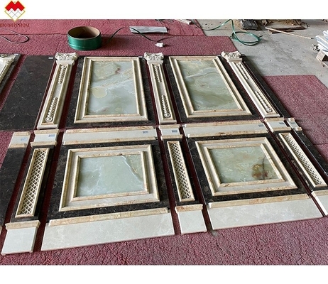 Duża płytka Emperador Marmurowy Panel ścienny Design Rzeźbiony kolumna do krem beżowy płytka marmurowa