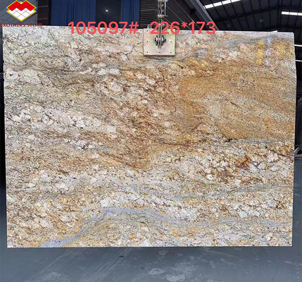 Nowoczesny design Hotele Ozdobne biały granit z złotymi żyłami 20 mm Polerowane duże płyty
