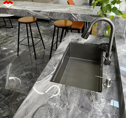 Nowoczesne Polerowane Pradas Szary Marmur Stółki kuchenne dla hotelu Villa Design graficzny