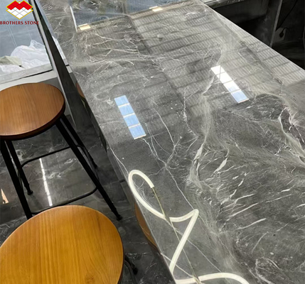 Nowoczesne Polerowane Pradas Szary Marmur Stółki kuchenne dla hotelu Villa Design graficzny