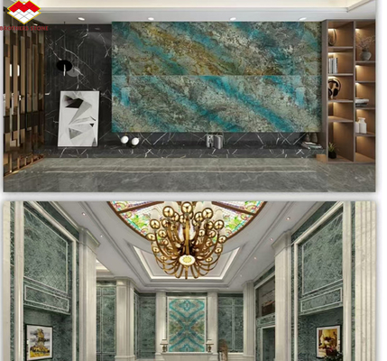 Modern Luxury Fantasy Blue Stone Calcite Marble Dining Table Top z polerowaną wykończeniem