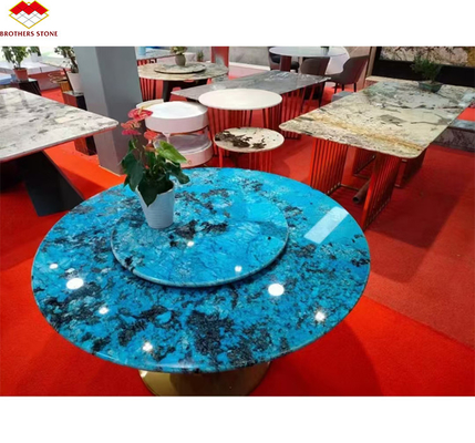 Modern Luxury Fantasy Blue Stone Calcite Marble Dining Table Top z polerowaną wykończeniem