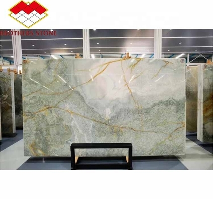 Nowoczesne podświetlone zielone kamienne płyty onyks 30 mm grubość do graficznego salonu Jade Wall