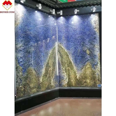 Polerowany Marzenie Sapphire Błękitny Onyks Kwarcytowe płyty Luxury Stone Backlit Przejrzyste