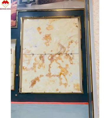 Sprzedaż bezpośrednia Polerowany Przejrzysty Backlit Marmur Biały Onyks z Czerwonym Kwiatem Top Grade