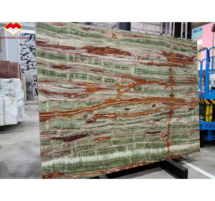 Polerowane wykończenie powierzchni Pakistan Bamboo Onyx Marmurowe płyty do stołu Styl nowoczesnego designu