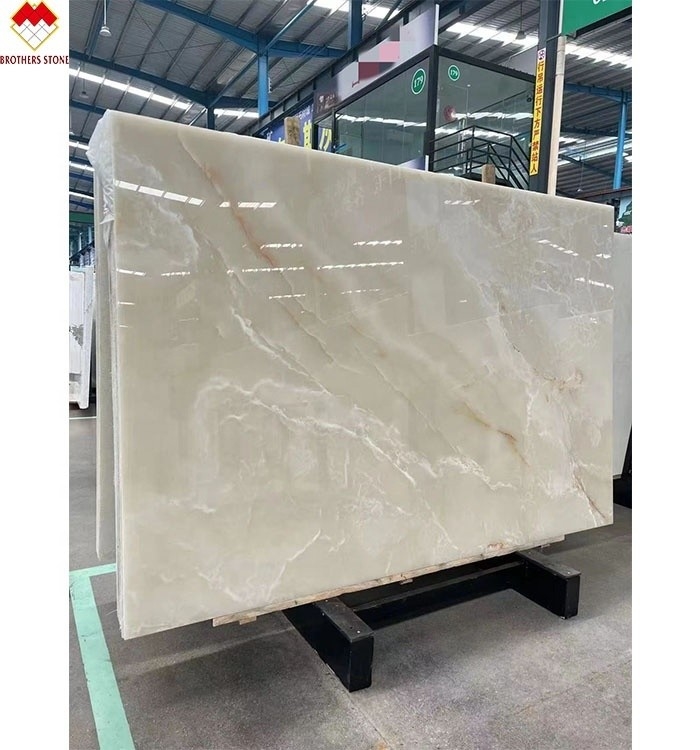 Backlit Royal White Onyx Marble Slab dla dostosowywalnego pulpitu stołowego i panele ścienne